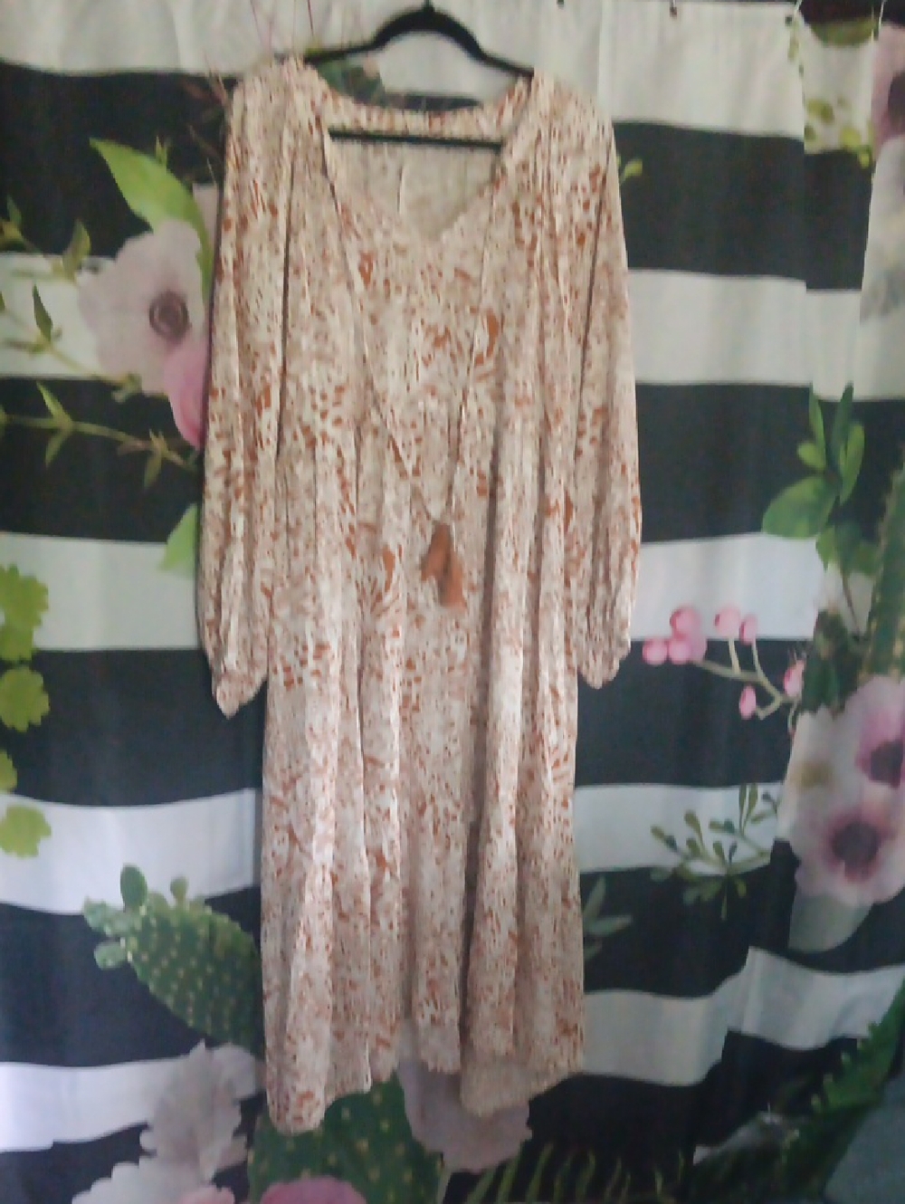 Umgee Cream Maxi Dress with Rust Floral Print